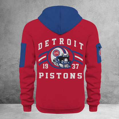 LIMITED EDITION - NEW CUSTOMIZED NBA14 DP DETROIT PISTONS QUARTER ZIP HOODIE