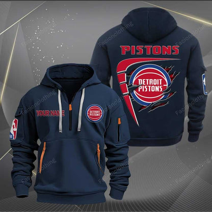 [HOT DEAL] NEW CUSTOMIZED NBA14 DP DETROIT PISTONS QUARTER ZIP HOODIE