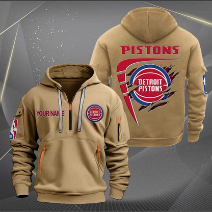[HOT DEAL] NEW CUSTOMIZED NBA14 DP DETROIT PISTONS QUARTER ZIP HOODIE