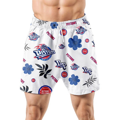 LIMITED EDITION - NEW CUSTOMIZED NBA14 DPI DETROIT PISTONS UNISEX HAWAIIAN SHIRT & SHORTS SET