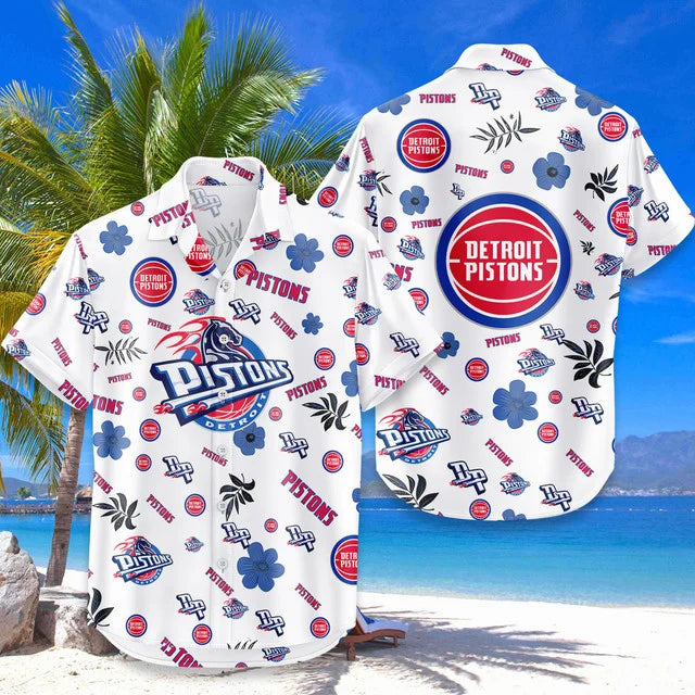 LIMITED EDITION - NEW CUSTOMIZED NBA14 DPI DETROIT PISTONS UNISEX HAWAIIAN SHIRT & SHORTS SET