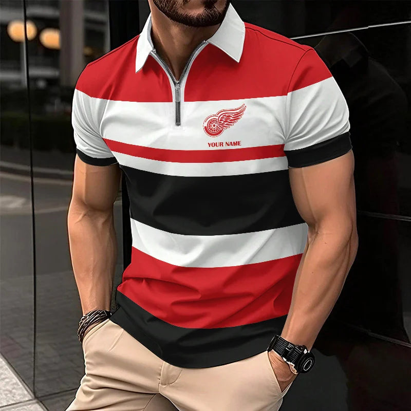 LIMITED EDITION - NEW CUSTOMIZED NHL22 DRW DETROIT RED WINGS ZIP POLO SHIRT