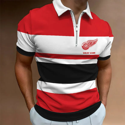 LIMITED EDITION - NEW CUSTOMIZED NHL22 DRW DETROIT RED WINGS ZIP POLO SHIRT
