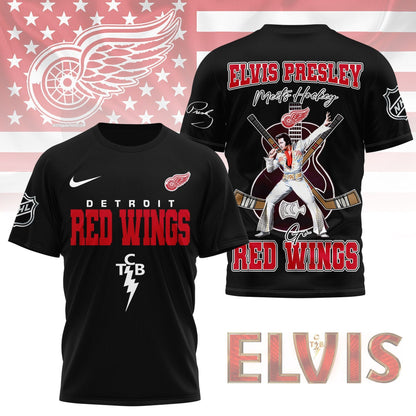 LIMITED EDITION - NEW CUSTOMIZED NHL22 DRW DETROIT RED WINGS X ELVIS PRESLEY FAN 3D SHIRT