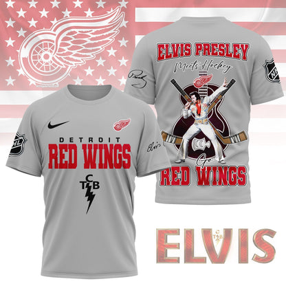 LIMITED EDITION - NEW CUSTOMIZED NHL22 DRW DETROIT RED WINGS X ELVIS PRESLEY FAN 3D SHIRT