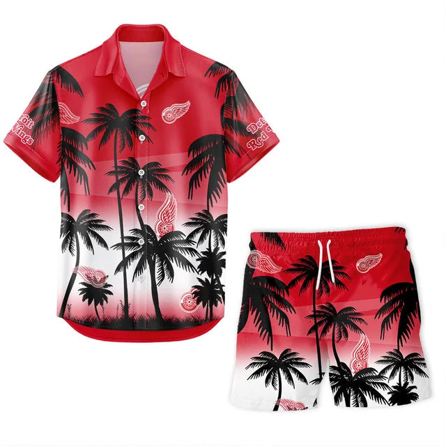 LIMITED EDITION - NEW CUSTOMIZED NHL22 DRW DETROIT RED WINGS UNISEX HAWAIIAN SHIRT & SHORTS SET