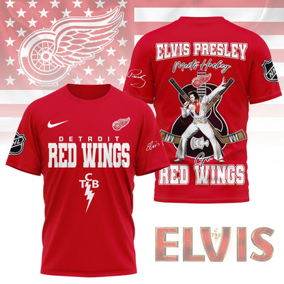 LIMITED EDITION - NEW CUSTOMIZED NHL22 DRW DETROIT RED WINGS X ELVIS PRESLEY FAN 3D SHIRT