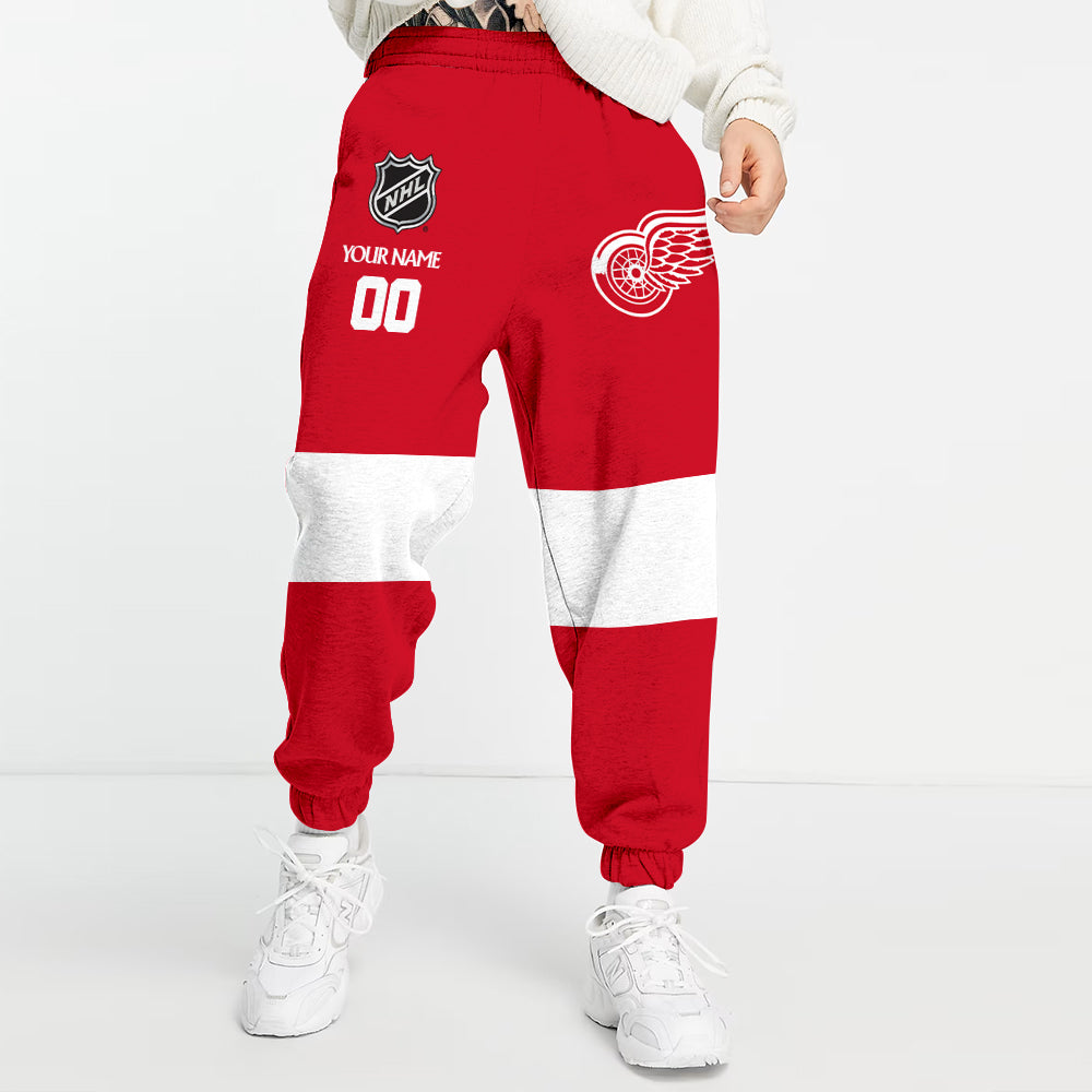 LIMITED EDITION - NEW CUSTOMIZED NHL22 DRW DETROIT RED WINGS COMBO HOODIE & LONGPANTS
