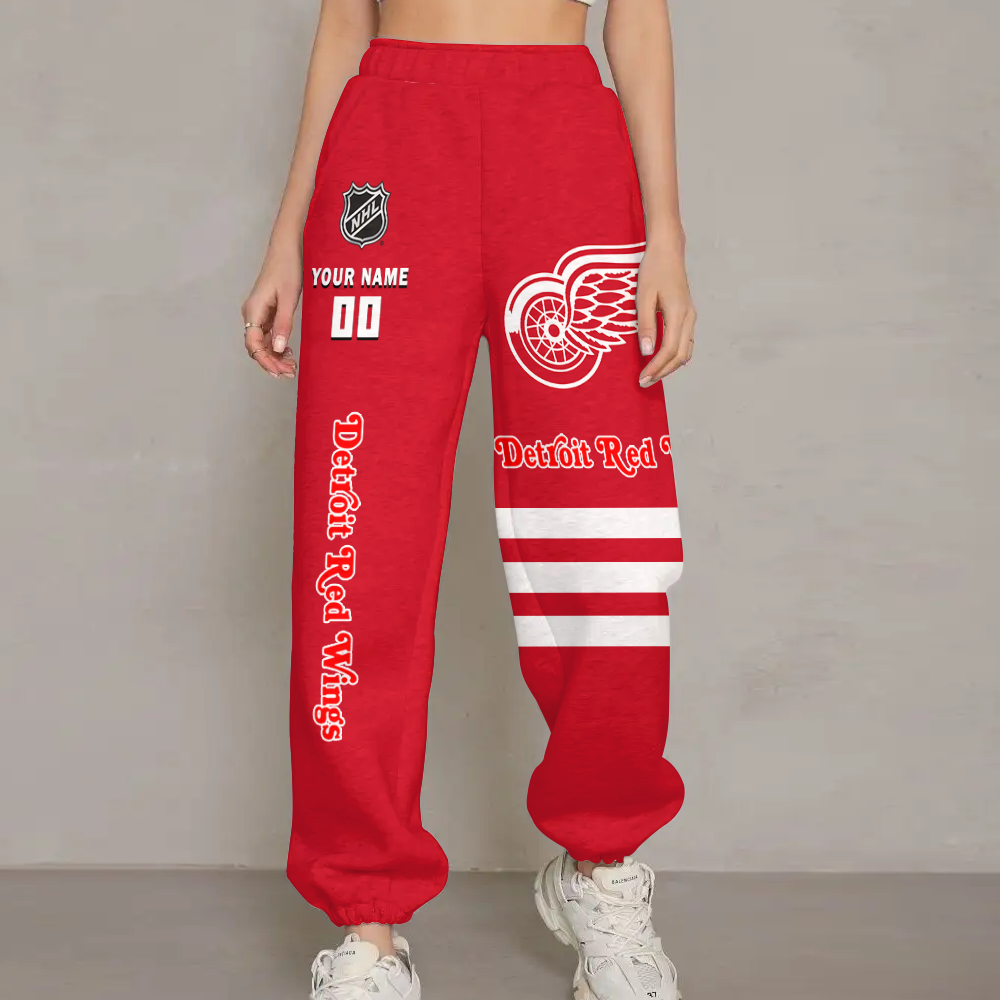 LIMITED EDITION - NEW CUSTOMIZED NHL22 DRW DETROIT RED WINGS UNISEX LONG PANTS