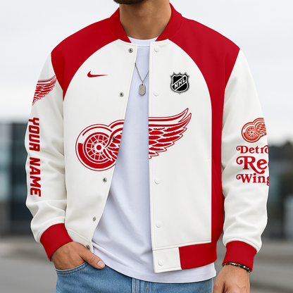LIMITED EDITION - NEW CUSTOMIZED NHL22 DRW DETROIT RED WINGS SATIN VARSITY JACKET & BASEBALL JACKET