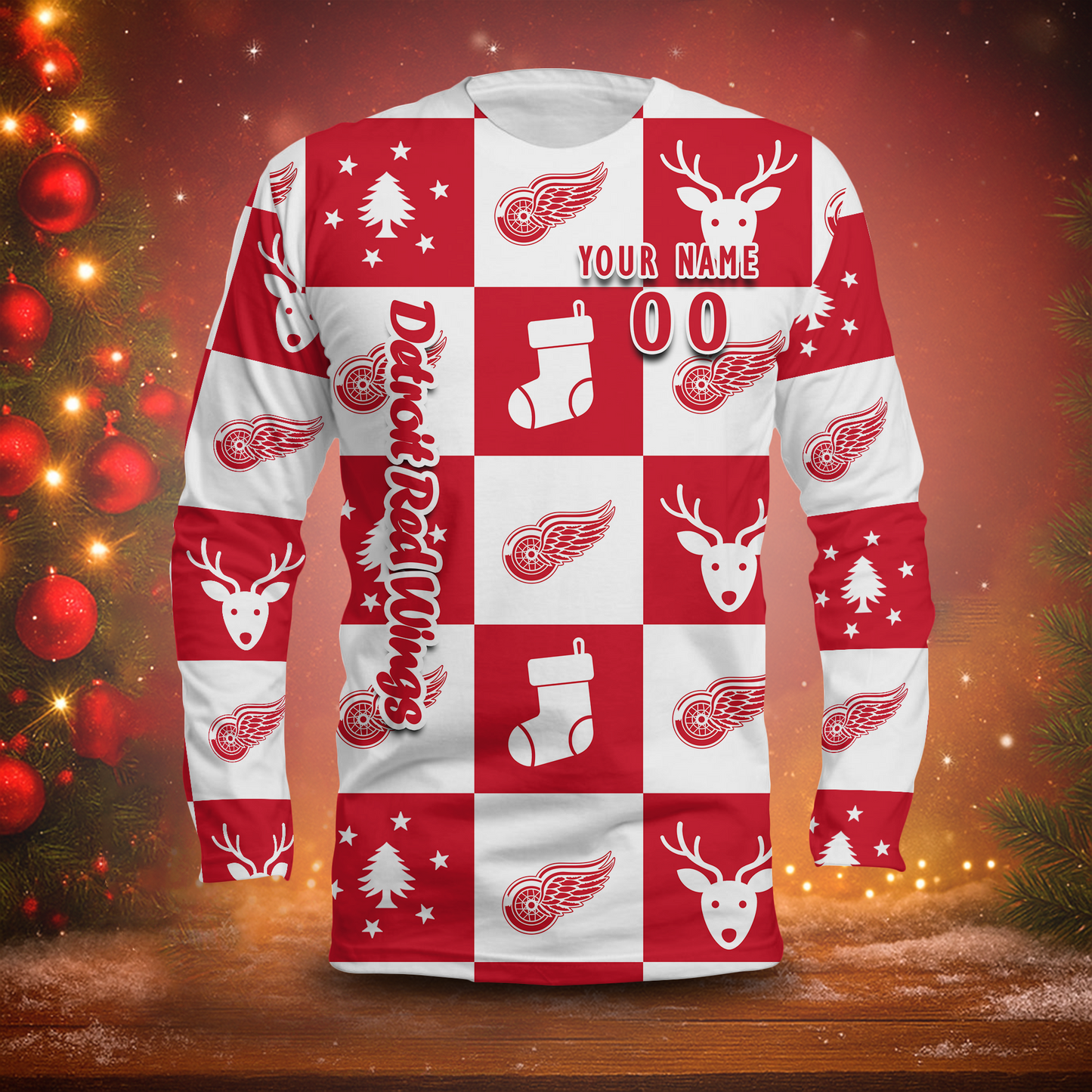 LIMITED EDITION - NEW CUSTOMIZED NHL22 DRW DETROIT RED WINGS LONG SLEEVED T-SHIRT