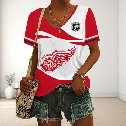 LIMITED EDITION - NEW CUSTOMIZED NHL22 DRW DETROIT RED WINGS V-NECK FEMALE SHIRT