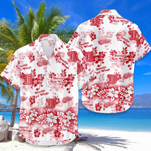 LIMITED EDITION - NEW CUSTOMIZED NHL22 DRW DETROIT RED WINGS UNISEX HAWAIIAN SHIRT & SHORTS SET