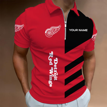 LIMITED EDITION - NEW CUSTOMIZED NHL22 DRW DETROIT RED WINGS ZIP POLO SHIRT