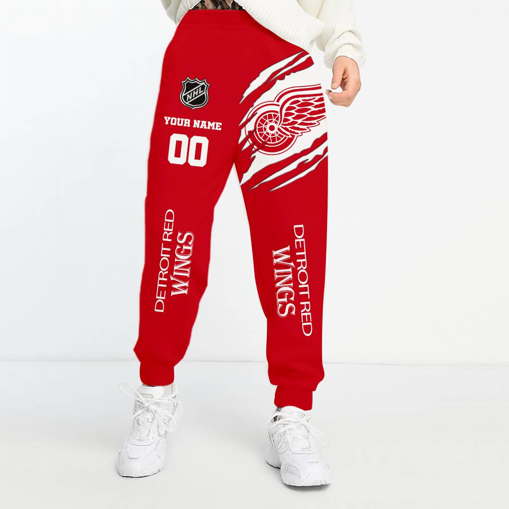 LIMITED EDITION - NEW CUSTOMIZED NHL22 DRW DETROIT RED WINGS UNISEX LONG PANTS