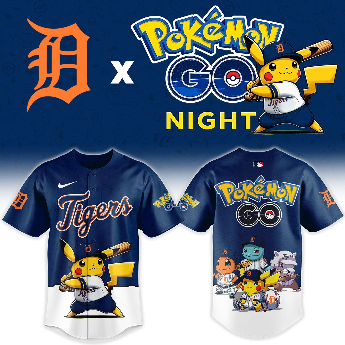 LIMITED EDITION - NEW CUSTOMIZED MLB16 DTS DETROIT TIGERS x POKEMON BASEBALL JERSEY & CAP