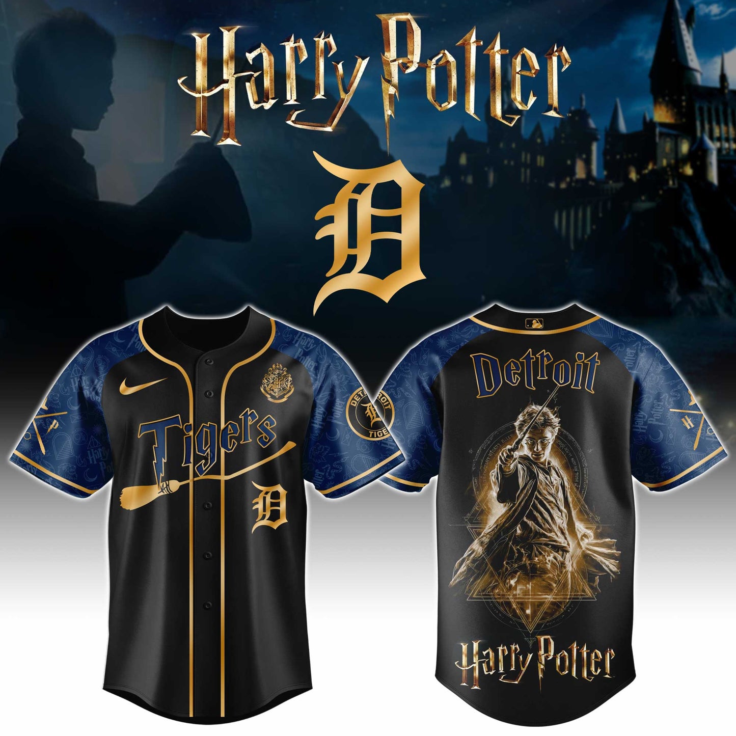 LIMITED EDITION - NEW CUSTOMIZED MLB16 DTS DETROIT TIGERS x HARRY POTTER BASEBALL JERSEY & CAP