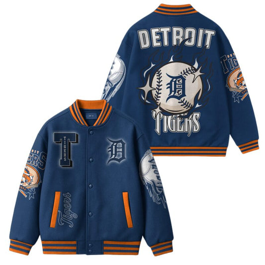 LIMITED EDITION - NEW CUSTOMIZED MLB16 DT TIGERS SATIN VARSITY & BASEBALL JACKET