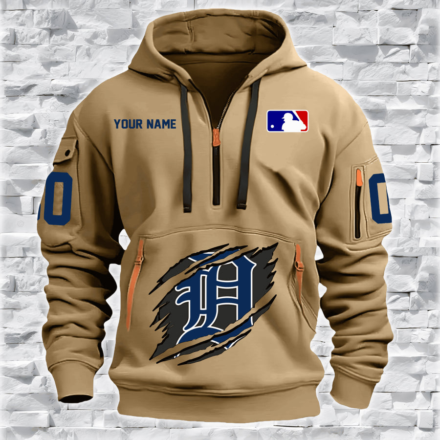 LIMITED EDITION - NEW CUSTOMIZED MLB16 DT TIGERS QUARTER ZIP HOODIE
