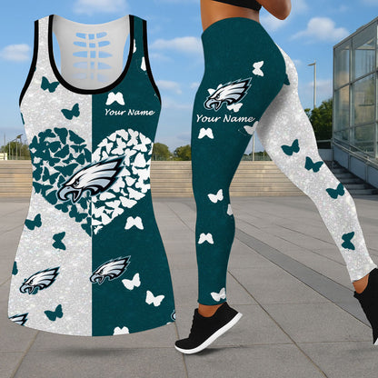 LIMITED EDITION - NEW CUSTOMIZED NFL02 PPE PHILADELPHIA EAGLES LEGGINGS & HOLLOW TANK TOP SET