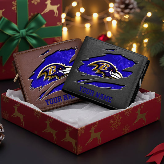 LIMITED EDITION - NEW CUSTOMIZED NFL28 BTR BALTIMORE RAVENS LEATHER WALLET