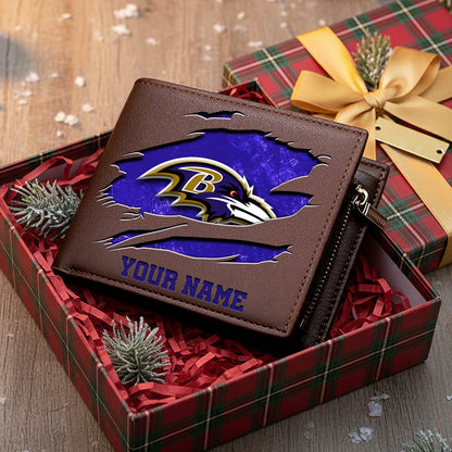 LIMITED EDITION - NEW CUSTOMIZED NFL28 BTR BALTIMORE RAVENS LEATHER WALLET