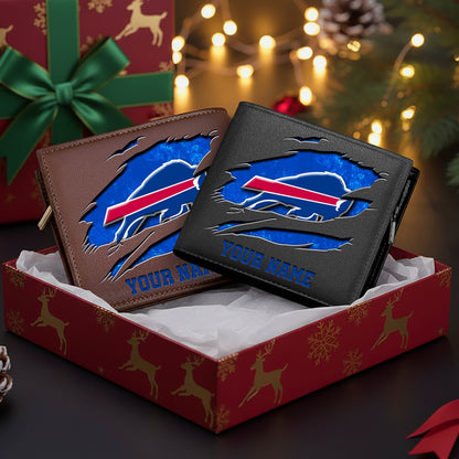 LIMITED EDITION - NEW CUSTOMIZED NFL03 BFB BUFFALO BILLS LEATHER WALLET