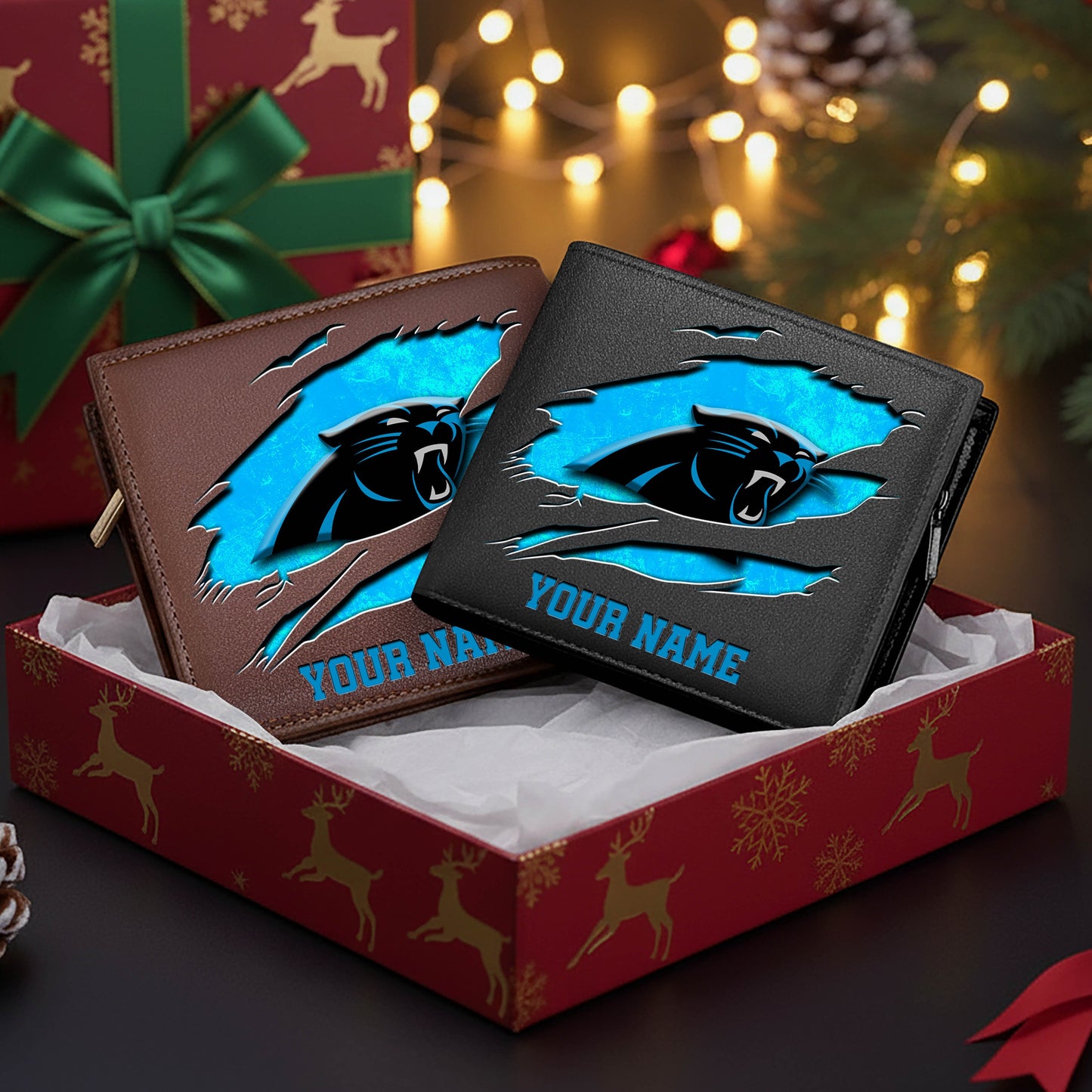 LIMITED EDITION - NEW CUSTOMIZED NFL23 CLP CAROLINA PANTHERS LEATHER WALLET