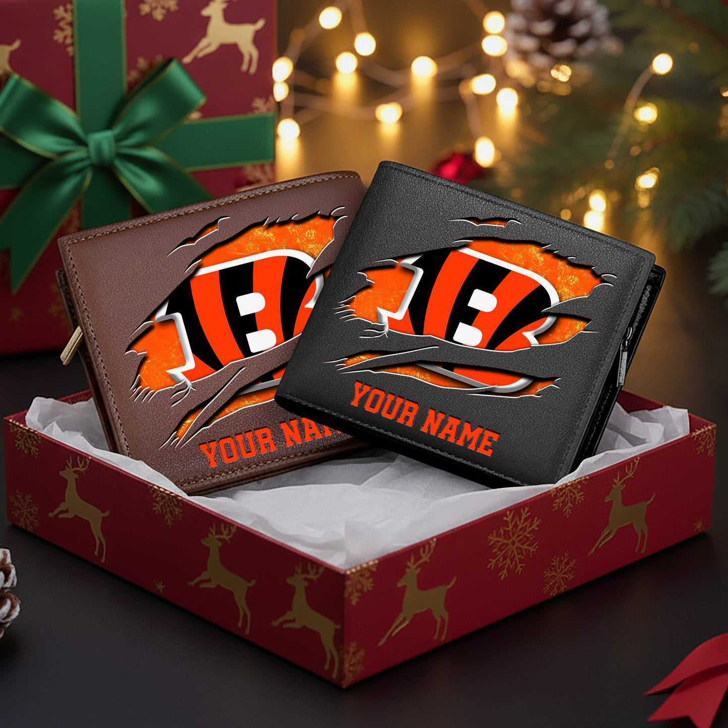 LIMITED EDITION - NEW CUSTOMIZED NFL16 CCB CINCINNATI BENGALS LEATHER WALLET