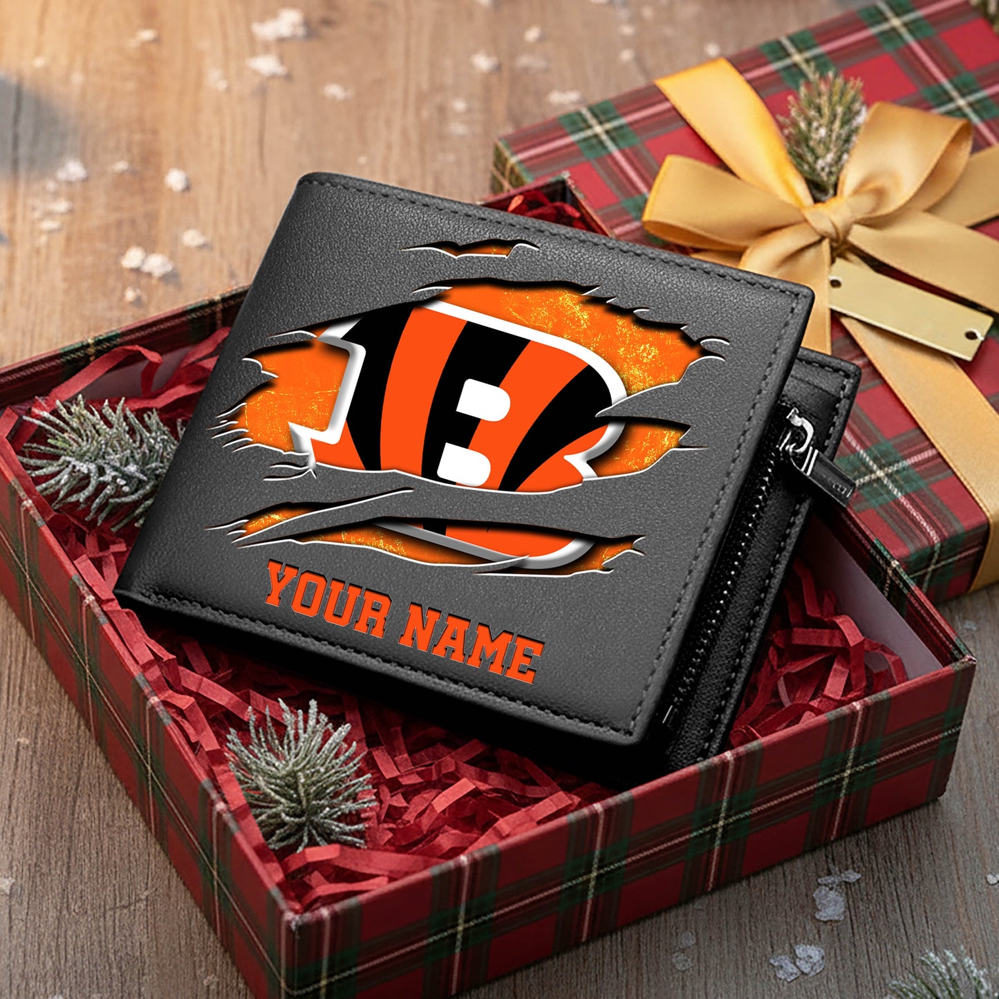 LIMITED EDITION - NEW CUSTOMIZED NFL16 CCB CINCINNATI BENGALS LEATHER WALLET