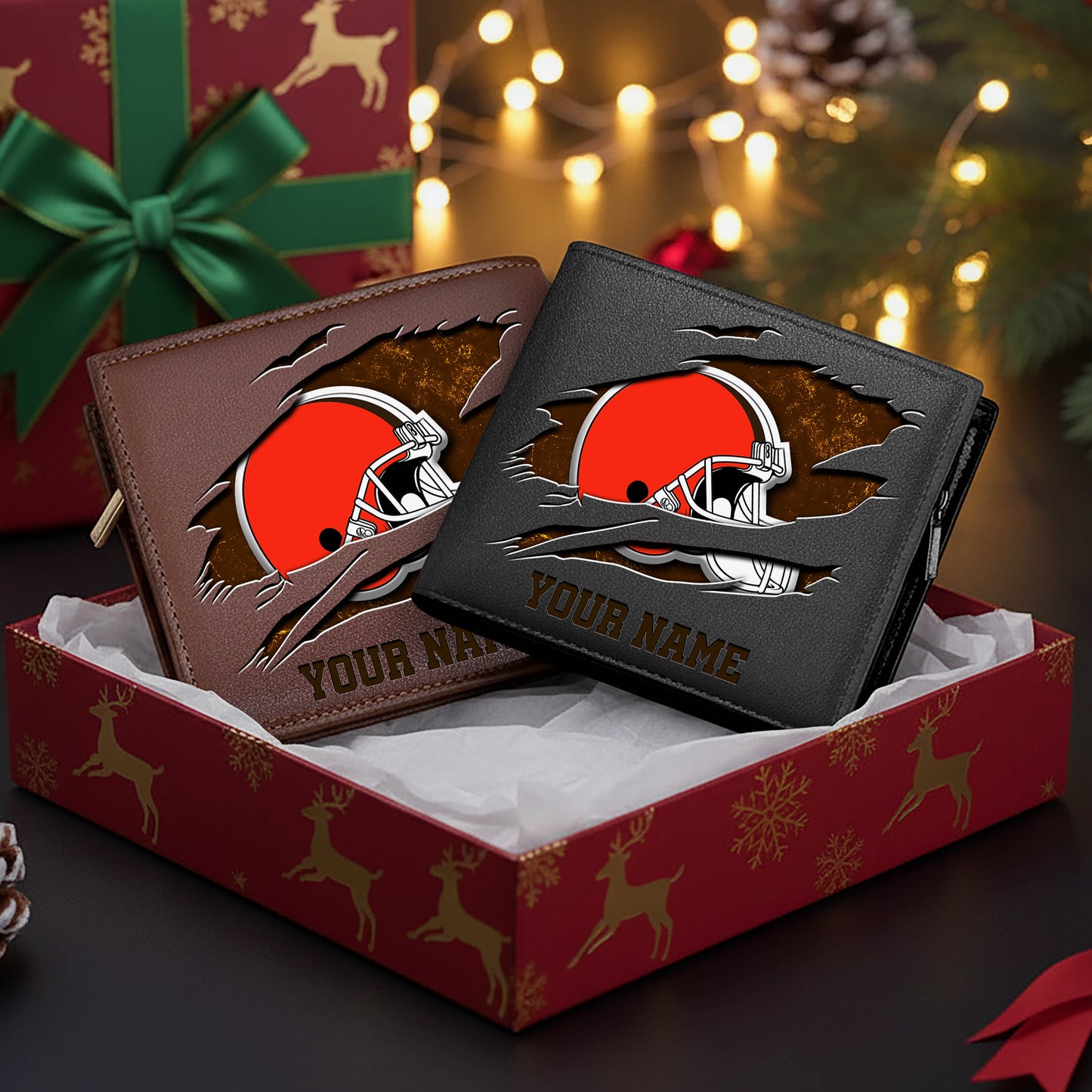 LIMITED EDITION - NEW CUSTOMIZED NFL29 CLB CLEVELAND BROWNS LEATHER WALLET