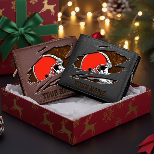 LIMITED EDITION - NEW CUSTOMIZED NFL29 CLB CLEVELAND BROWNS LEATHER WALLET