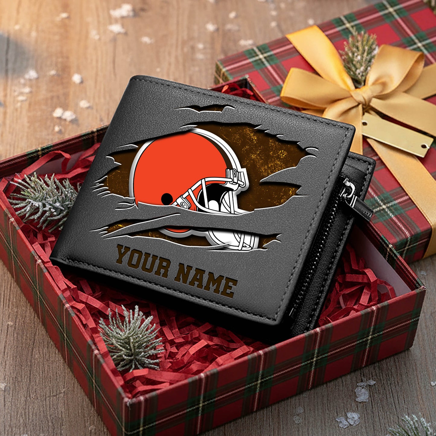LIMITED EDITION - NEW CUSTOMIZED NFL29 CLB CLEVELAND BROWNS LEATHER WALLET