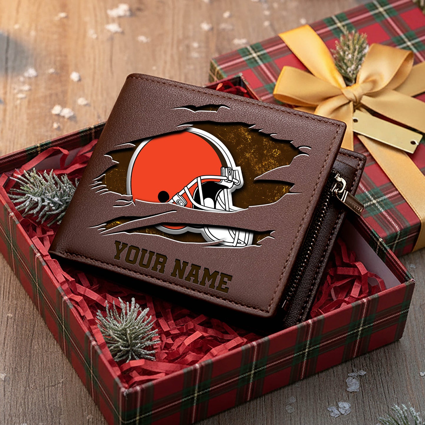LIMITED EDITION - NEW CUSTOMIZED NFL29 CLB CLEVELAND BROWNS LEATHER WALLET