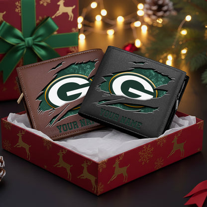LIMITED EDITION - NEW CUSTOMIZED NFL08 GBP GREEN BAY PACKERS LEATHER WALLET