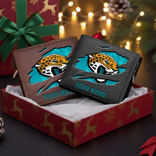 LIMITED EDITION - NEW CUSTOMIZED NFL30 JSJ JACKSONVILLE JAGUARS LEATHER WALLET