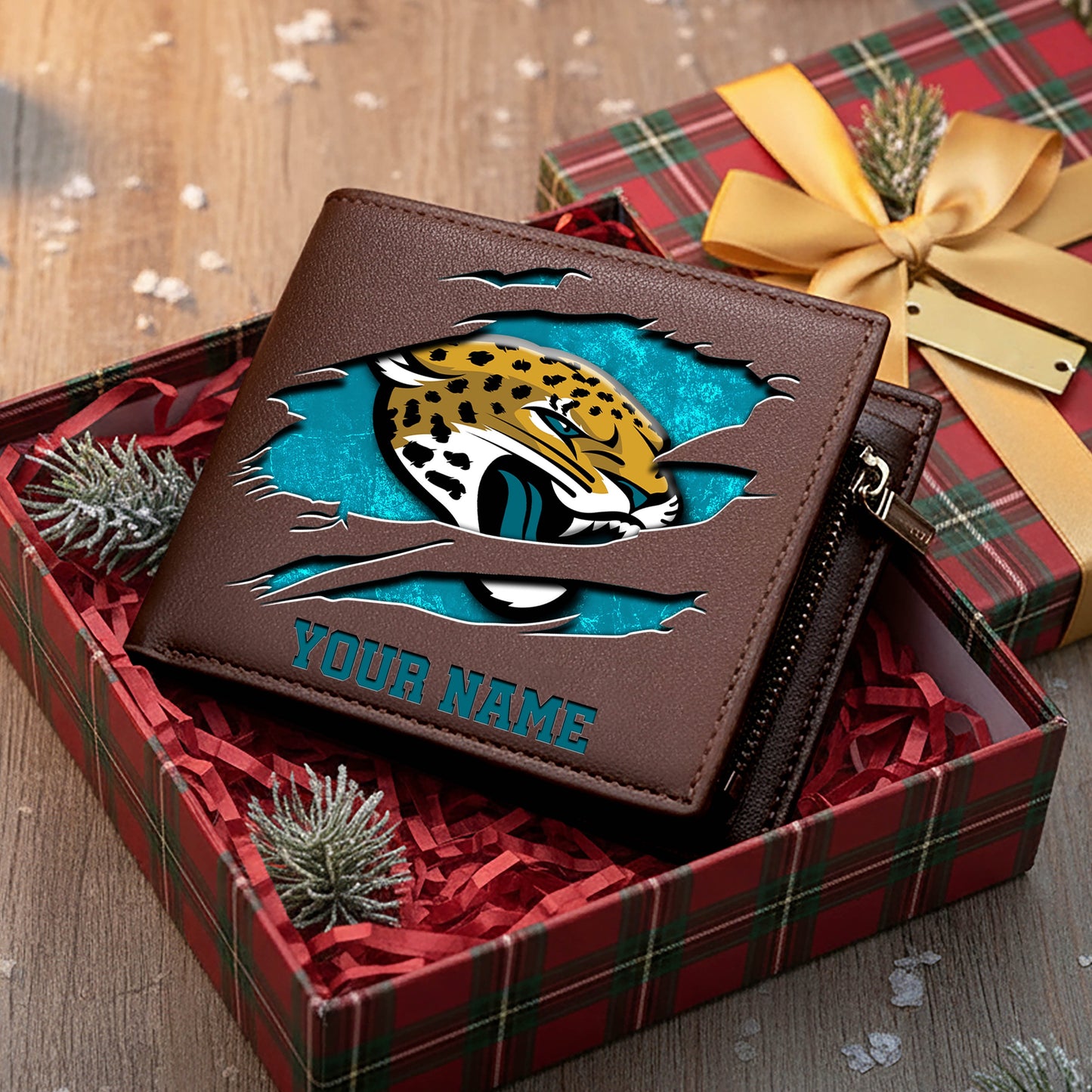 LIMITED EDITION - NEW CUSTOMIZED NFL30 JSJ JACKSONVILLE JAGUARS LEATHER WALLET