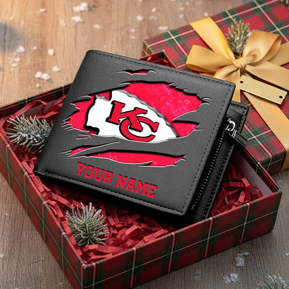 LIMITED EDITION - NEW CUSTOMIZED NFL01 KCC KANSAS CITY CHIEFS LEATHER WALLET
