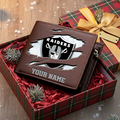 LIMITED EDITION - NEW CUSTOMIZED NFL07 LVR LAS VEGAS RAIDERS LEATHER WALLET