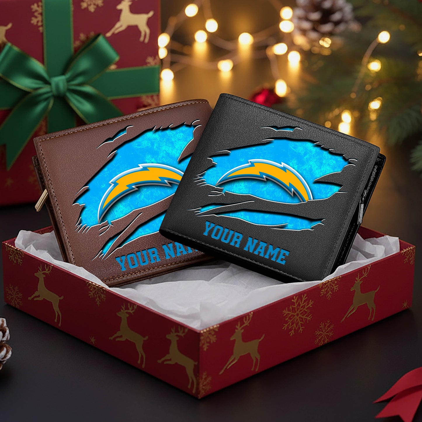 LIMITED EDITION - NEW CUSTOMIZED NFL09 LAC LOS ANGELES CHARGERS LEATHER WALLET