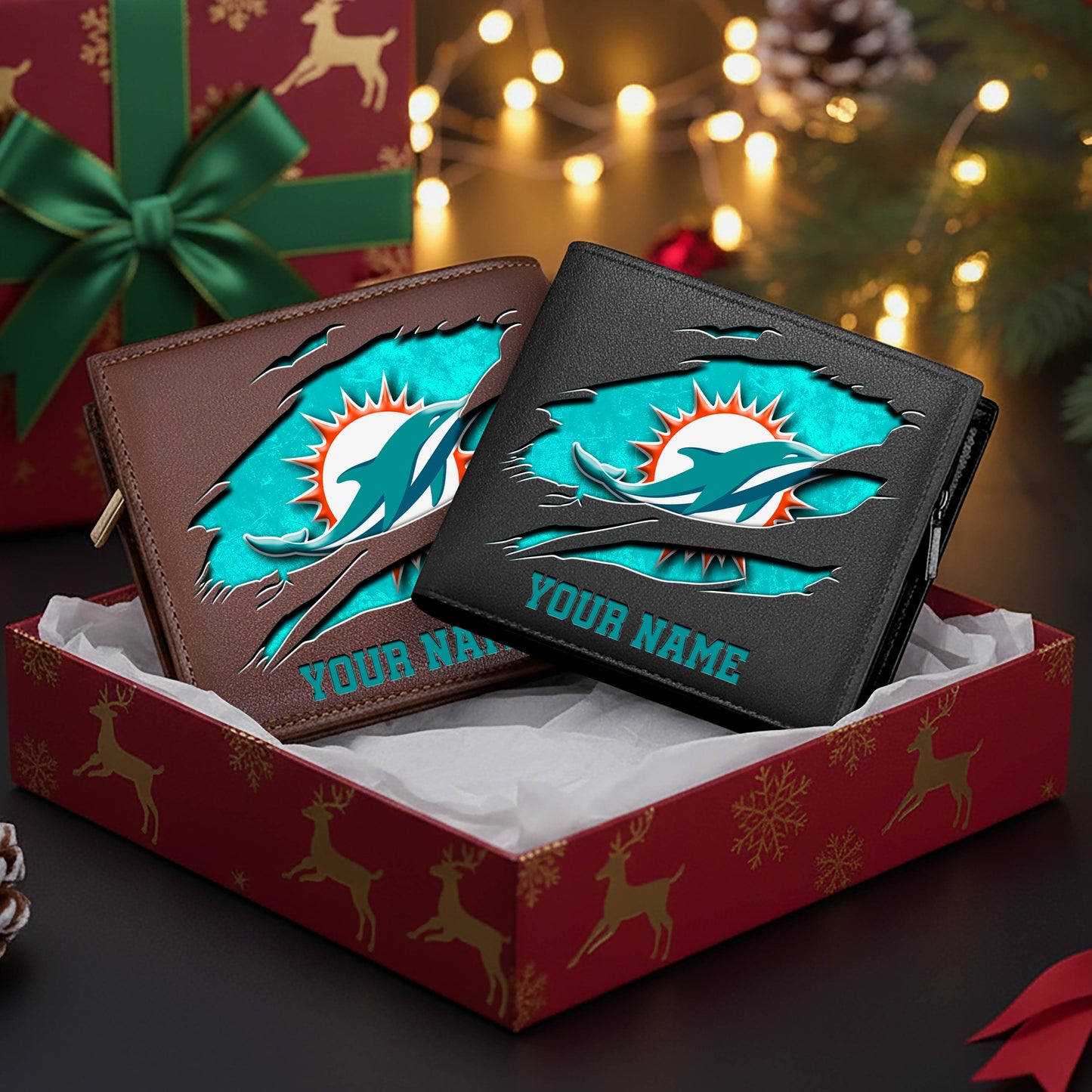 LIMITED EDITION - NEW CUSTOMIZED NFL19 MDP MIAMI DOLPHINS LEATHER WALLET