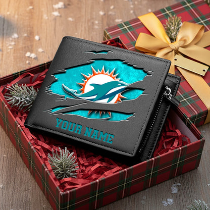LIMITED EDITION - NEW CUSTOMIZED NFL19 MDP MIAMI DOLPHINS LEATHER WALLET