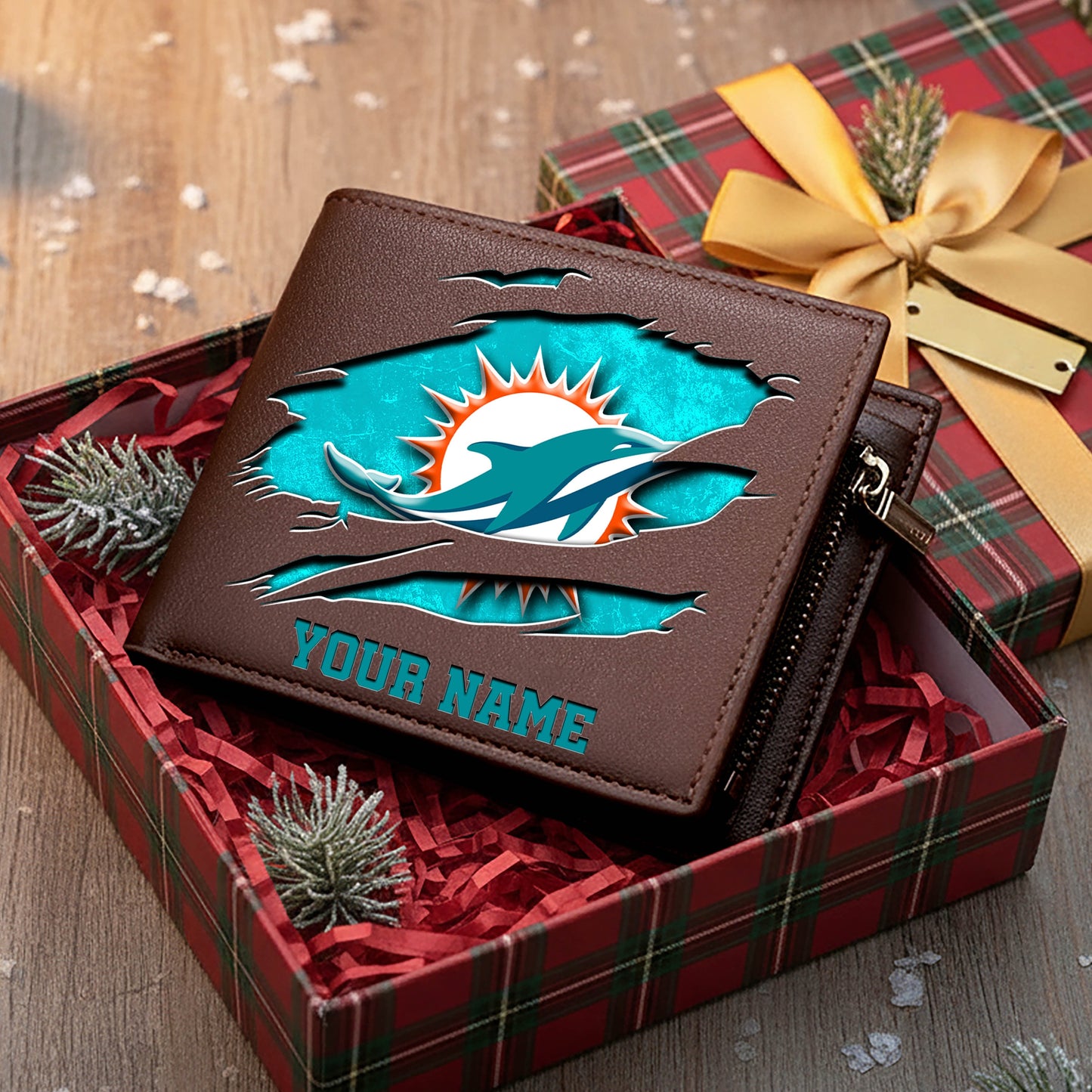 LIMITED EDITION - NEW CUSTOMIZED NFL19 MDP MIAMI DOLPHINS LEATHER WALLET