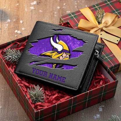 LIMITED EDITION - NEW CUSTOMIZED NFL05 MVK MINNESOTA VIKINGS LEATHER WALLET
