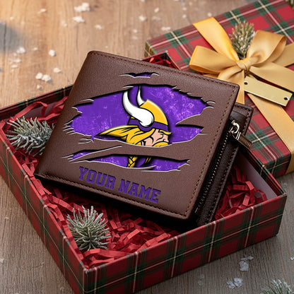 LIMITED EDITION - NEW CUSTOMIZED NFL05 MVK MINNESOTA VIKINGS LEATHER WALLET