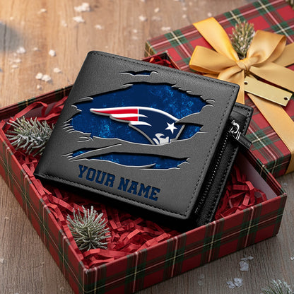 LIMITED EDITION - NEW CUSTOMIZED NFL27 NEP NEW ENGLAND PATRIOTS LEATHER WALLET