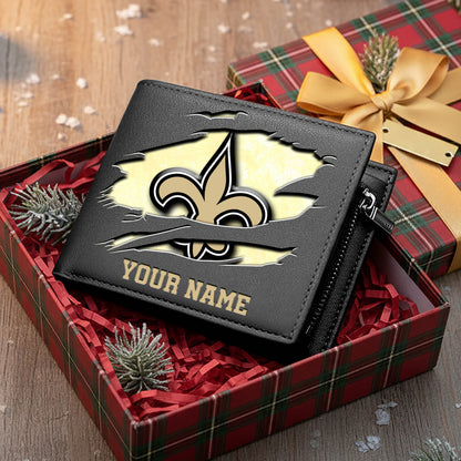 LIMITED EDITION - NEW CUSTOMIZED NFL24 NOS NEW ORLEANS SAINTS LEATHER WALLET
