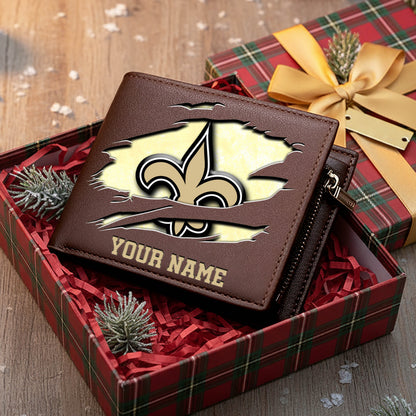 LIMITED EDITION - NEW CUSTOMIZED NFL24 NOS NEW ORLEANS SAINTS LEATHER WALLET