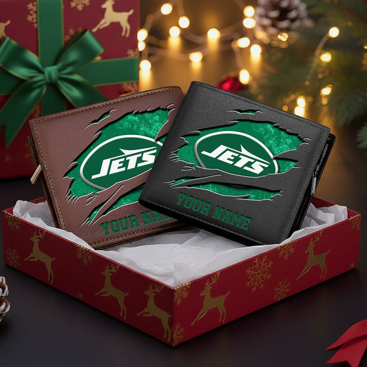 LIMITED EDITION - NEW CUSTOMIZED NFL25 NYJ NEW YORK JETS LEATHER WALLET