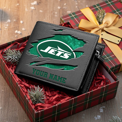 LIMITED EDITION - NEW CUSTOMIZED NFL25 NYJ NEW YORK JETS LEATHER WALLET
